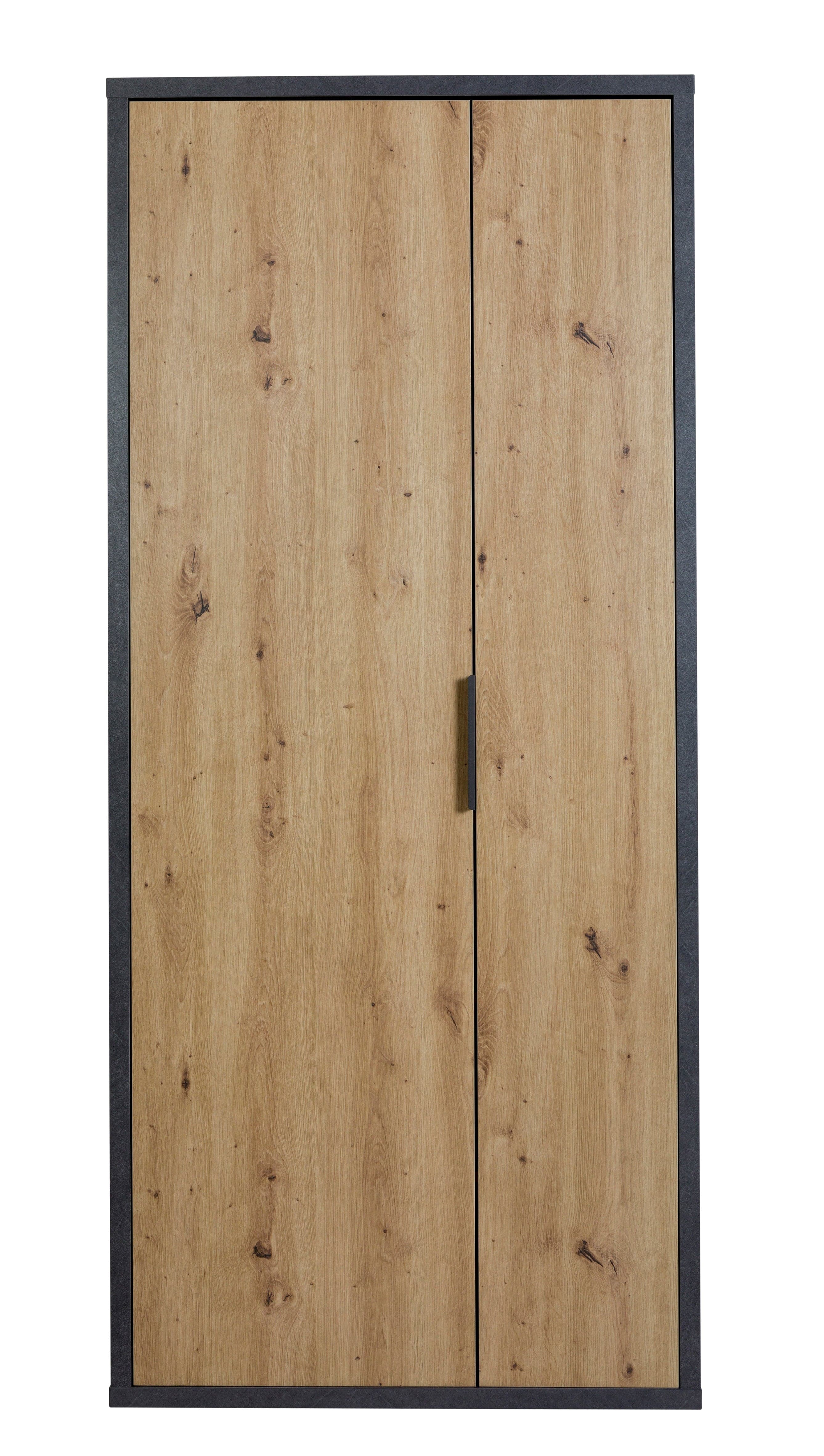Armadio 2 Ante da ingresso "Segno" Nero e Rovere mobile da interno h 190 cm Casa e cucina/Organizzazione interni/Contenitori ceste e cestini/Scatole e bauli/Bauli Decor Space - Altamura, Commerciovirtuoso.it