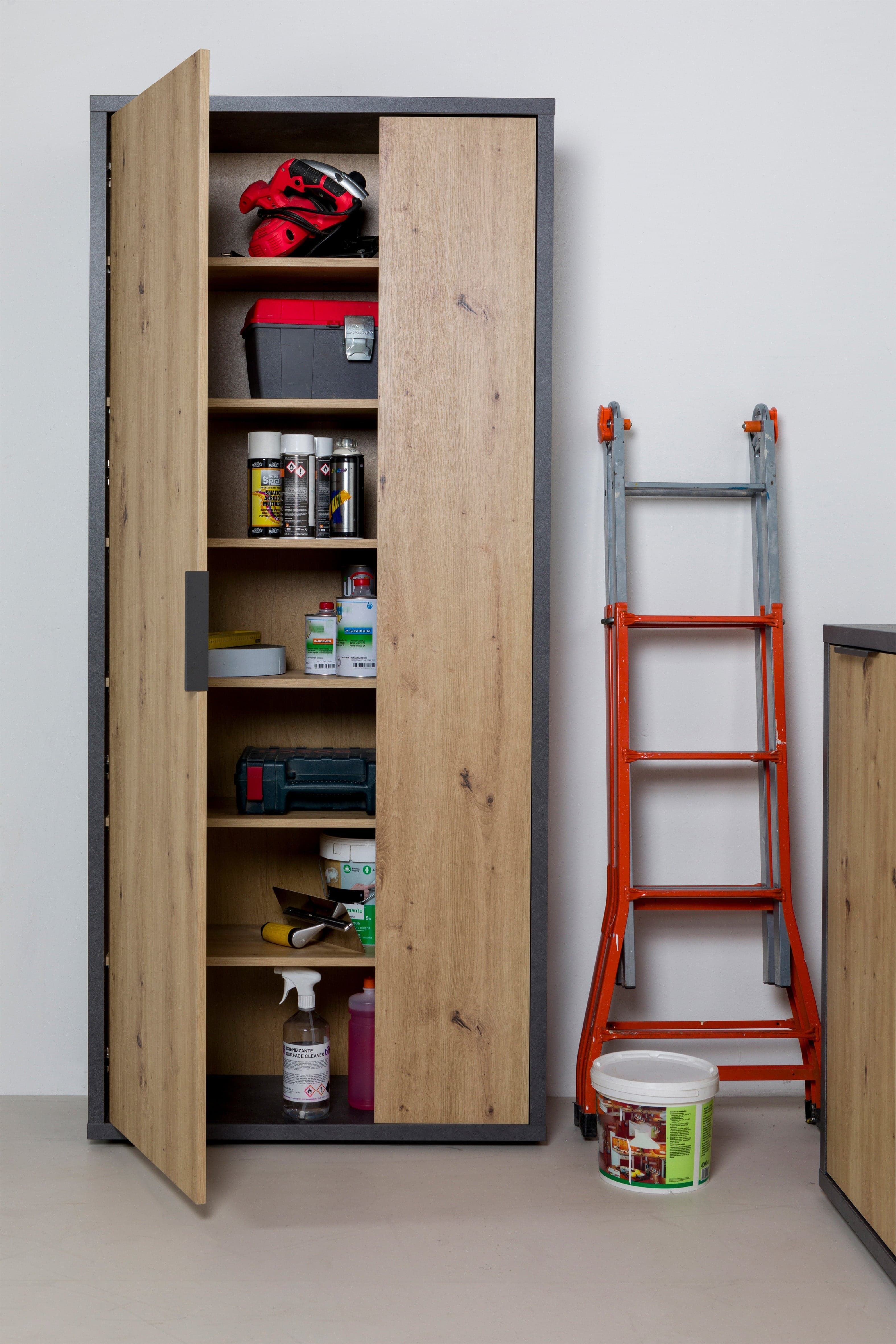 Armadio 2 Ante da ingresso "Segno" Nero e Rovere mobile da interno h 190 cm Casa e cucina/Organizzazione interni/Contenitori ceste e cestini/Scatole e bauli/Bauli Decor Space - Altamura, Commerciovirtuoso.it