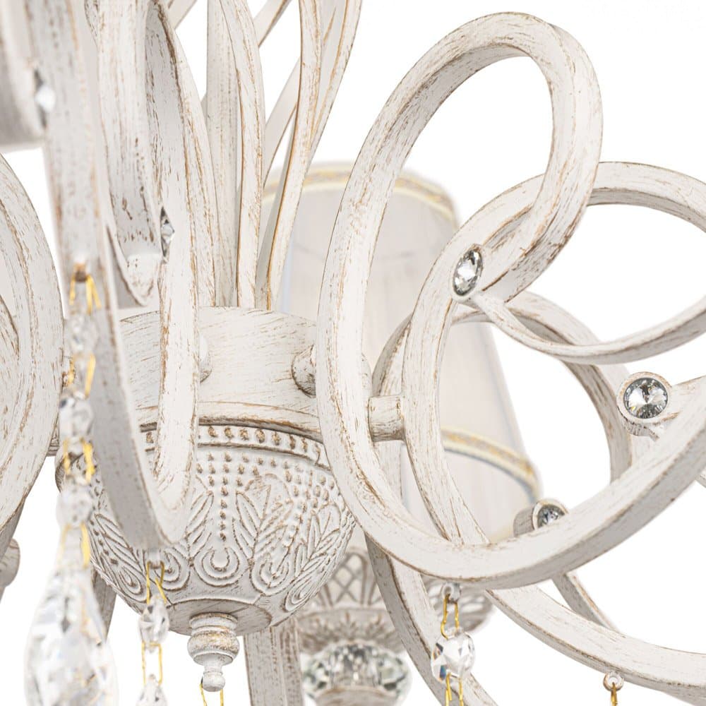 Lampadario Shabby Chic Grace Metallo Bianco 8 Luci Diffusori Bianchi in Lampadari LuceArt - Montecorvino Pugliano, commercioVirtuoso.it