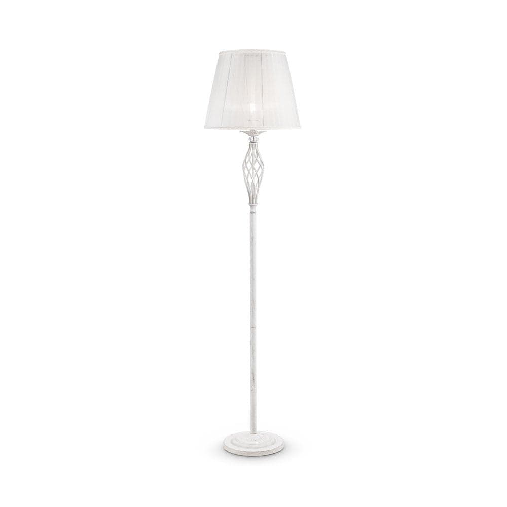 Piantana Shabby Chic Grace Metallo Bianco Diffusore Organza Bianco in Lampade da terra LuceArt - Montecorvino Pugliano, commercioVirtuoso.it