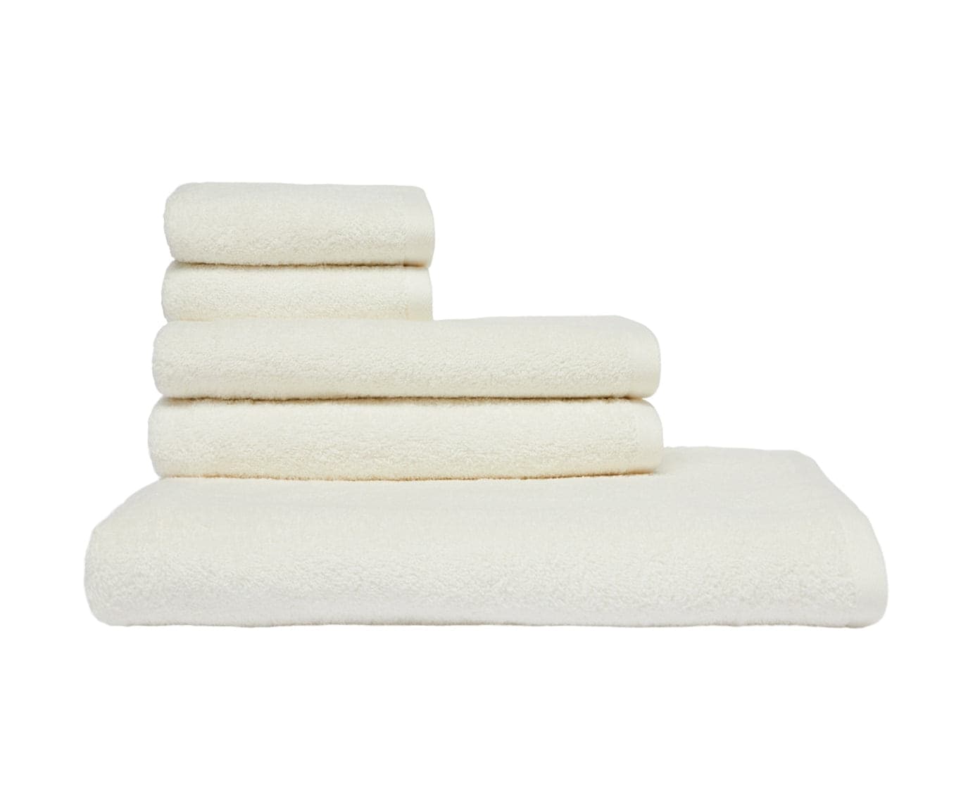 Set Asciugamani 5 Pezzi (2 Asciugamano viso 2 Asciugamano ospite 1 Telo bagno doccia) soffici morbidi assorbenti PANNA