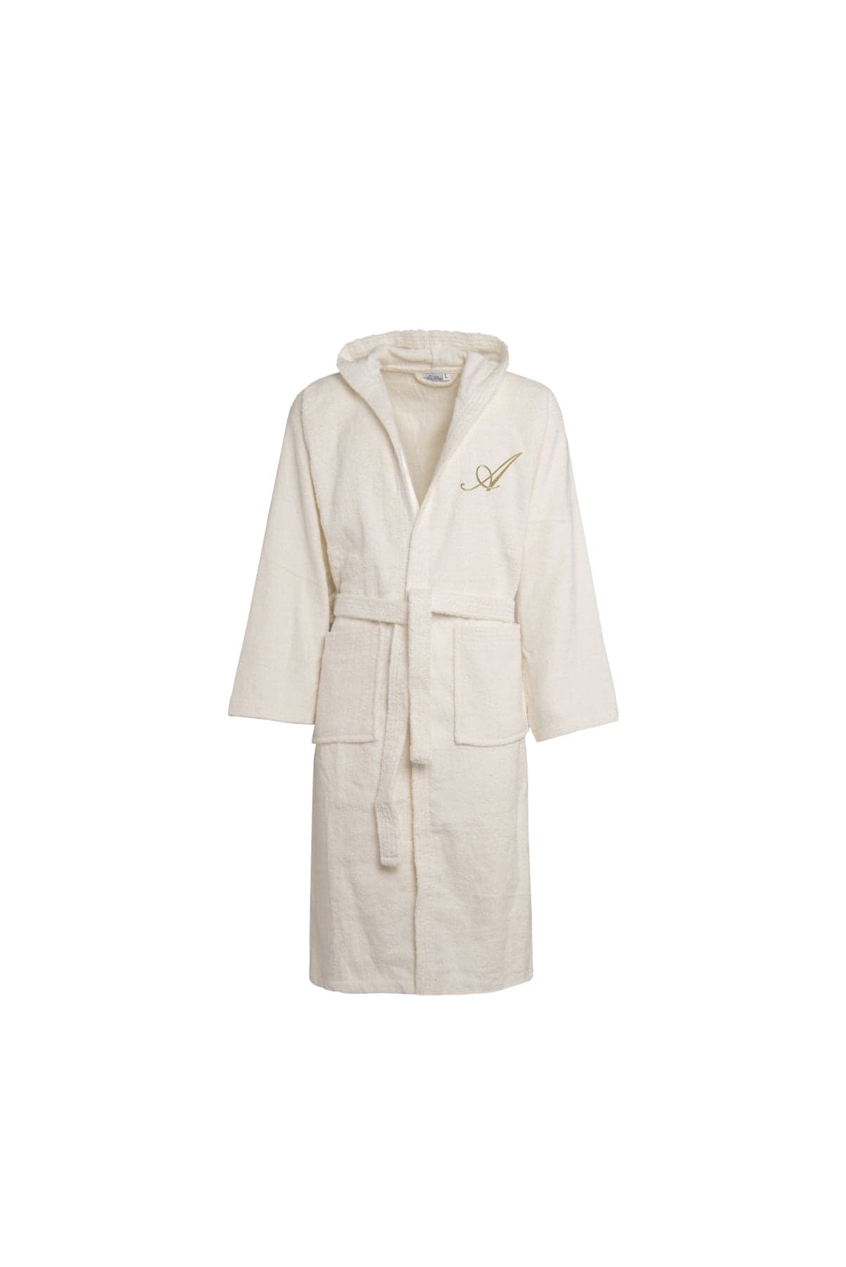 Accappatoio Sciallato Doccia Bagno soffice morbido assorbente resistente cotone PANNA con Iniziale Ricamata