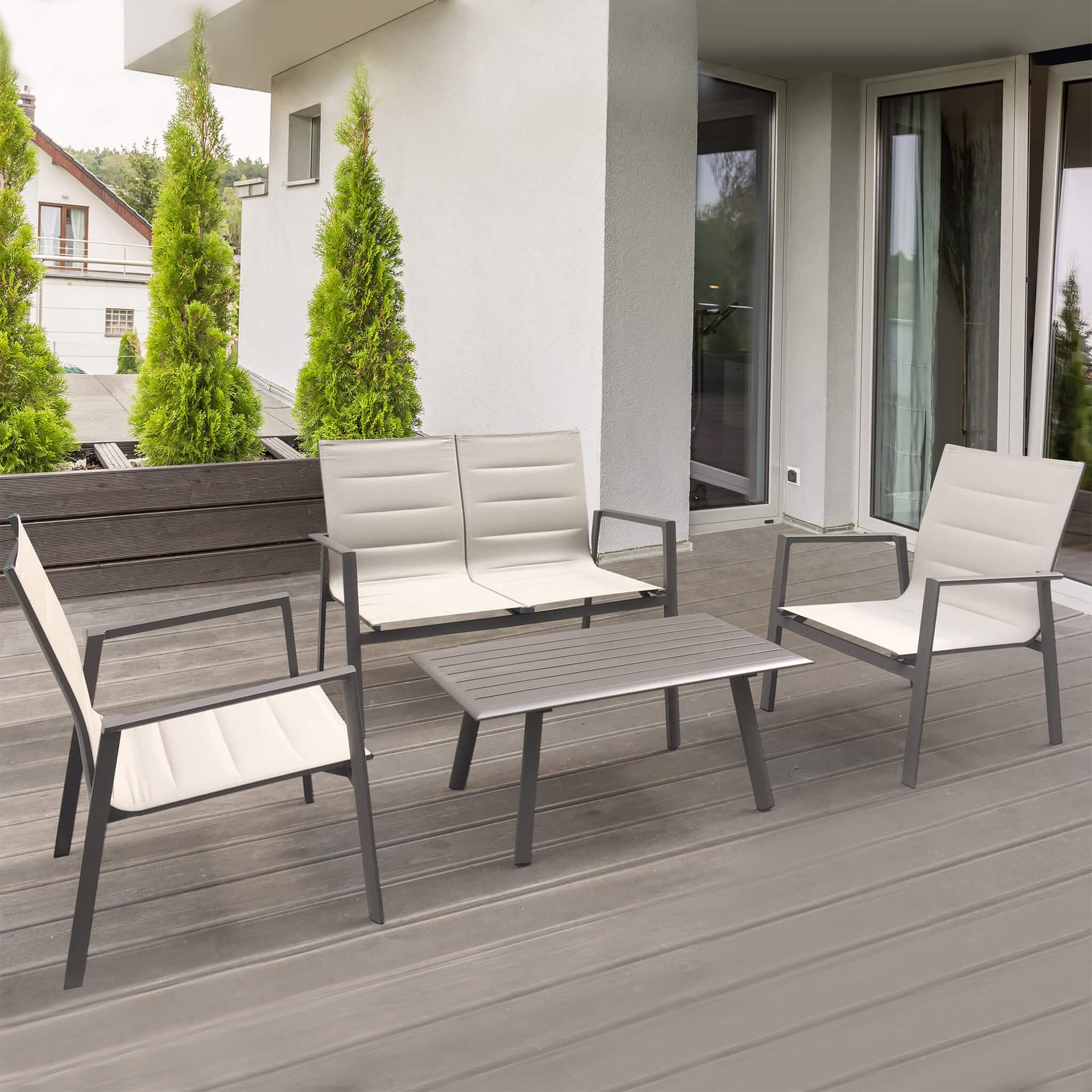 EXSILIUM - salotto da giardino 2 posti in alluminio Taupe in Set di mobili Milani Home - Dueville, commercioVirtuoso.it