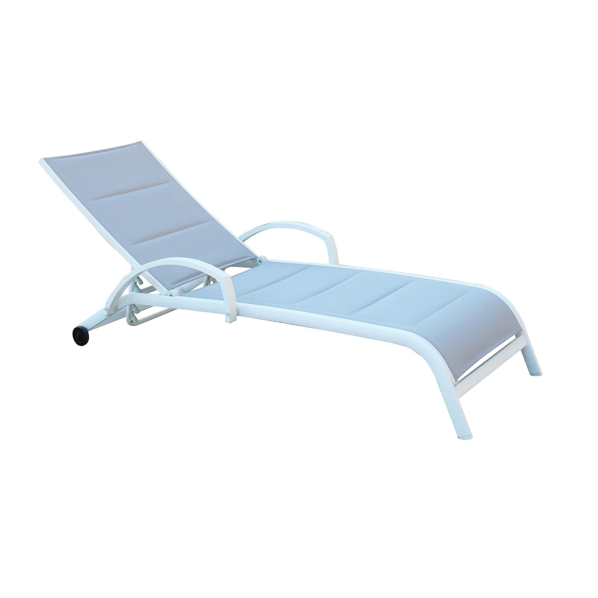 Lettino prendisole con ruote in alluminio verniciato "Malaga", ideale per piscina e giardino - 7
