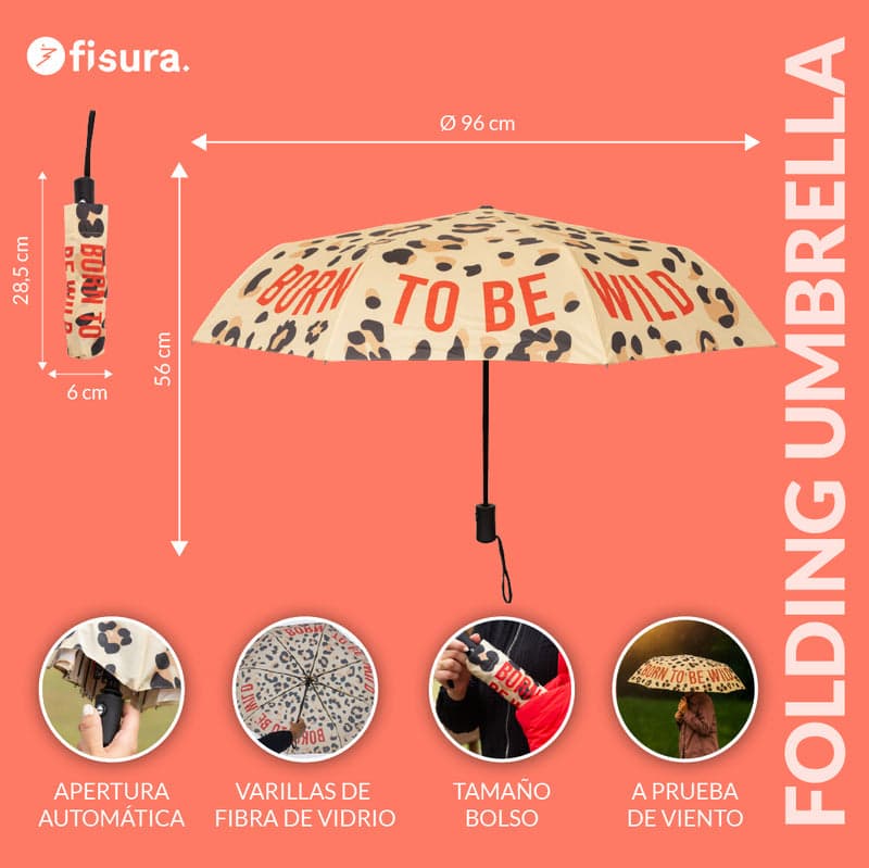FISURA Ombrello pieghevole "Born to be wild" in Autocategorizzazione Più Di Più Ideas - Casalnuovo di Napoli, commercioVirtuoso.it