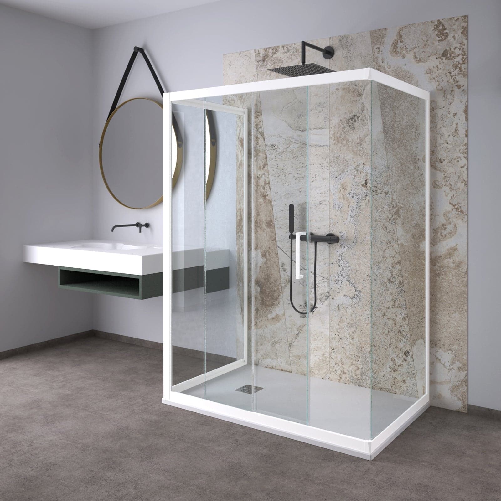 Box doccia 3 Lati "Aurora" in cristallo 6 mm con profili in PVC apertura Laterale riducibile "Made in Italy" – 70 X 100 X 70