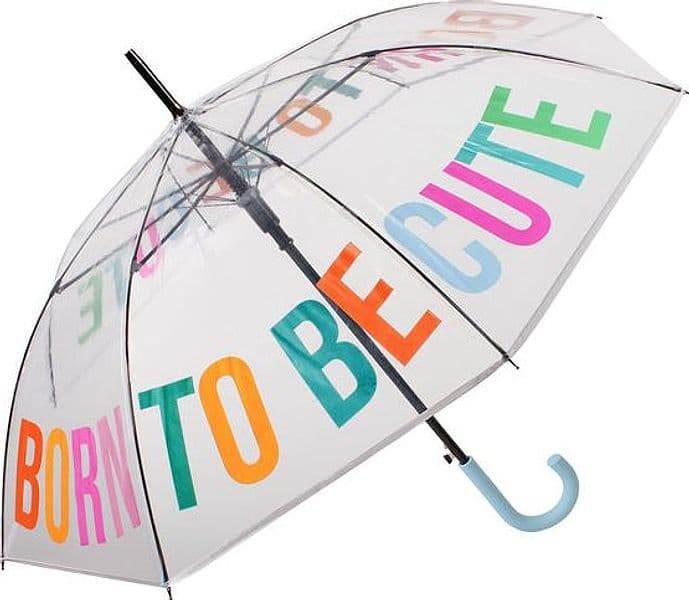FISURA Ombrello trasparente con scritta "Born to be cute"