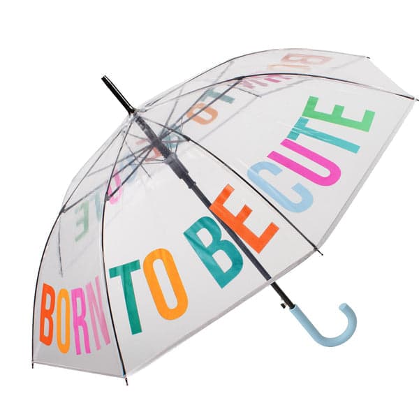FISURA Ombrello trasparente con scritta "Born to be cute"