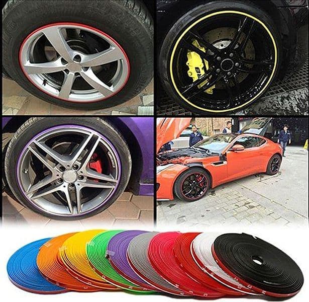 STRISCIA ADESIVA BIANCO PROTEZIONE CERCHI IN LEGA DA GRAFFI DECORAZIONE TUNING CAR SPORT RACING
