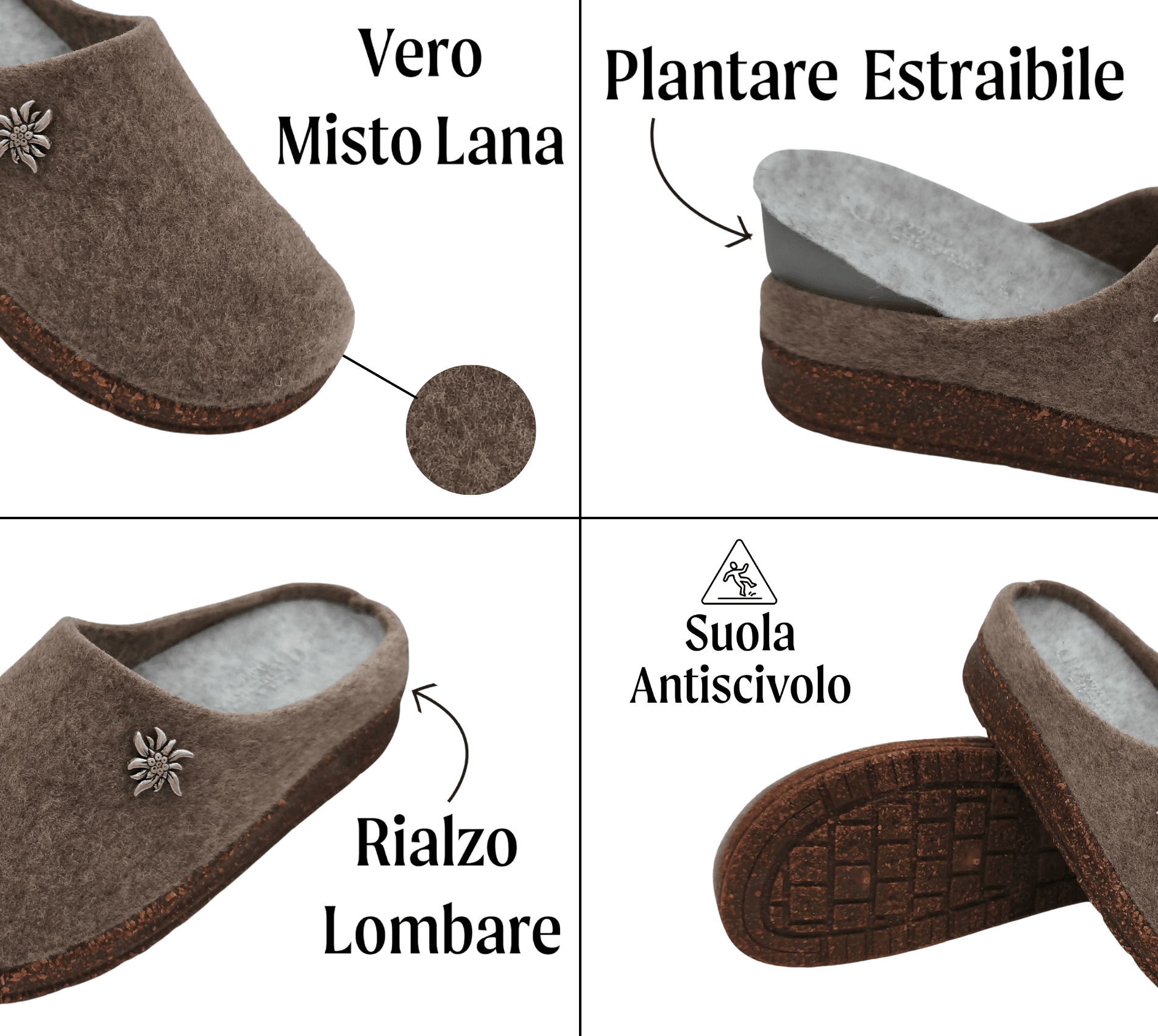 Ciabatte Tirolesi da Donna, Pantofole Invernali da Casa, Sottopiede Estraibile, 100% Made in Italy in Sandali moda Primo Calzature - Venezia, commercioVirtuoso.it