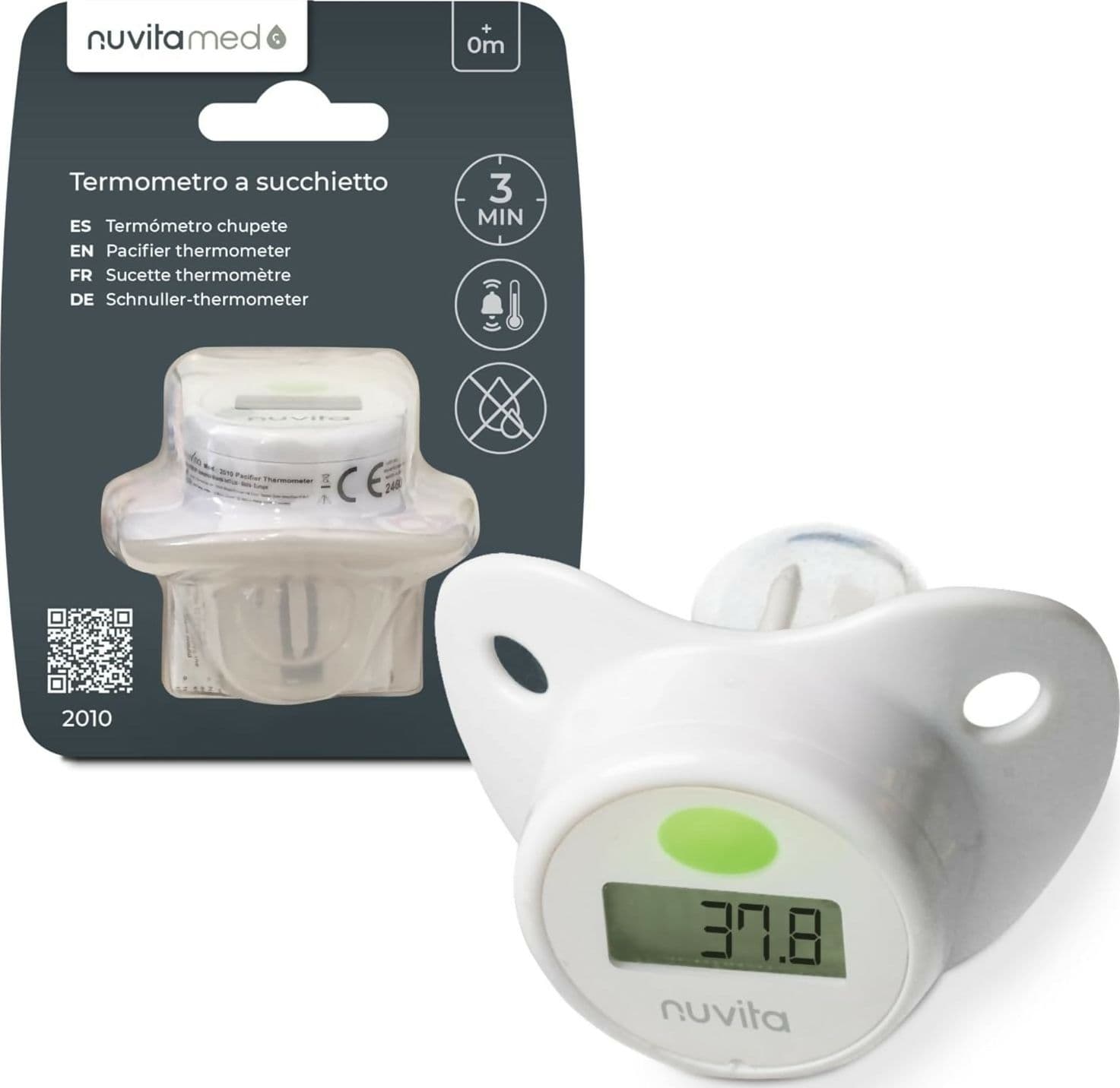 nuvita med 2010 termometro a succhietto dai 0m+ sensore integrato di alta precisione il termometro misura la temperatura in soli 3 minuti