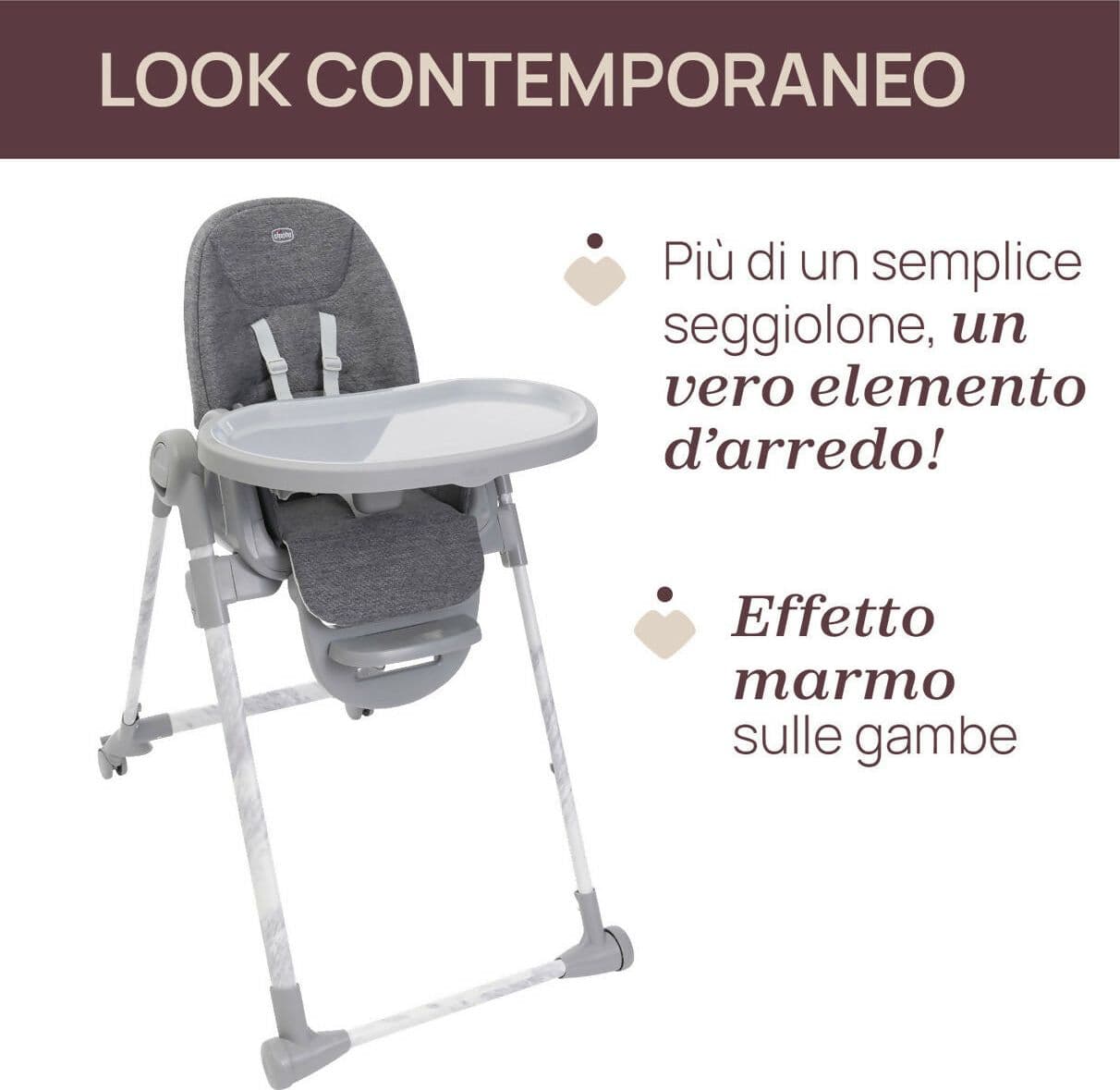 CHICCO Polly Armonia Seggiolone Evolutivo Pappa per Bambini da 0 Mesi a 40 kg, Seggiolone Reclinabile a Sdraietta con Altezza e Poggiapiedi Regolabili, 4 Ruote, Chiusura Compatta, grigio scuro, colore CARRARA in Seggioloni Sanitaria Gioia del Bimbo - Villa San Giovanni, commercioVirtuoso.it