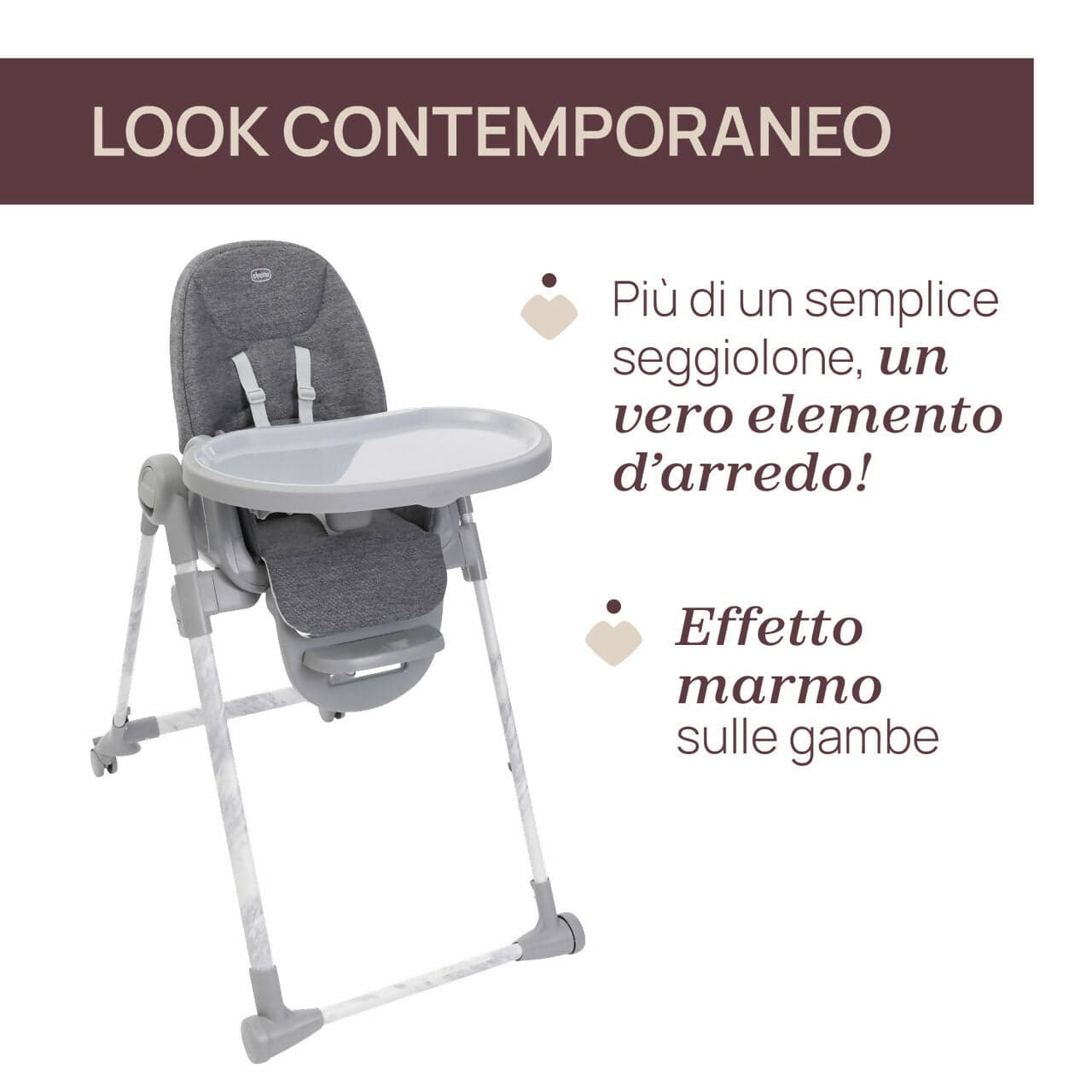 CHICCO Polly Armonia Seggiolone Evolutivo Pappa per Bambini da 0 Mesi a 40 kg, Seggiolone Reclinabile a Sdraietta con Altezza e Poggiapiedi Regolabili, 4 Ruote, Chiusura Compatta, grigio scuro, colore CARRARA in Seggioloni Sanitaria Gioia del Bimbo - Villa San Giovanni, commercioVirtuoso.it