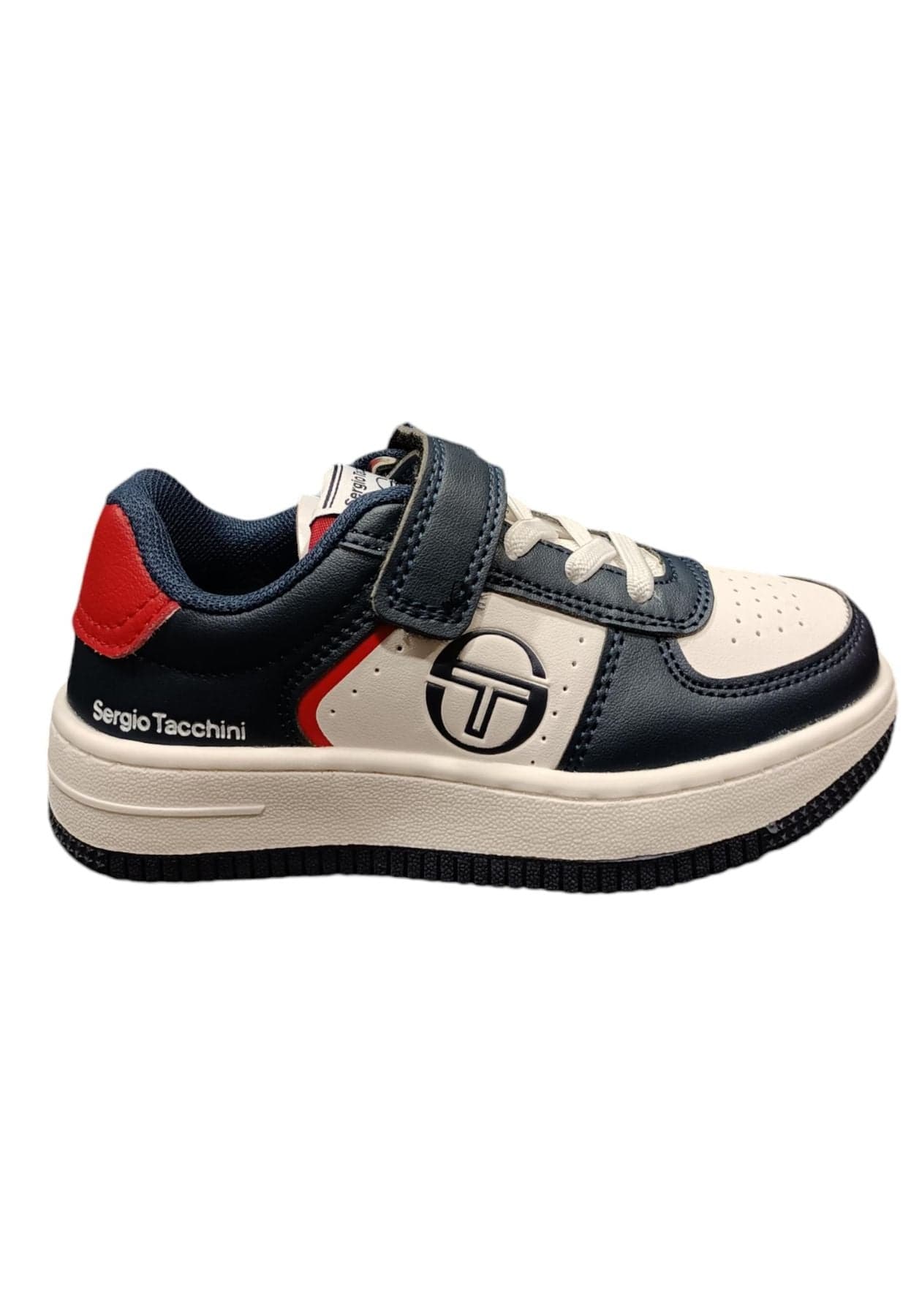 Scarpe snekears Unisex bambino Sergio Tacchini ROMA  bianco-blue-rosso laccio elastico e velcro - 21