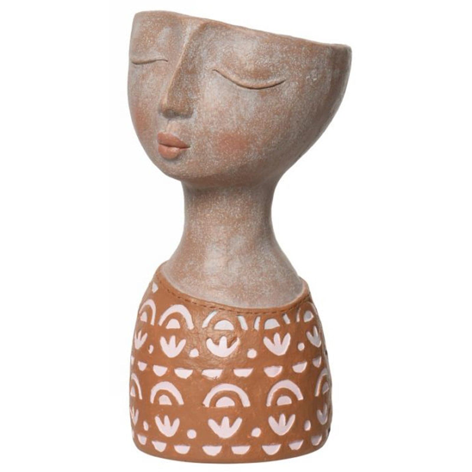 Porta vaso "Visage" in Poliresina, color terracotta, da 14.8 x 15.6 x 28 cm - 3