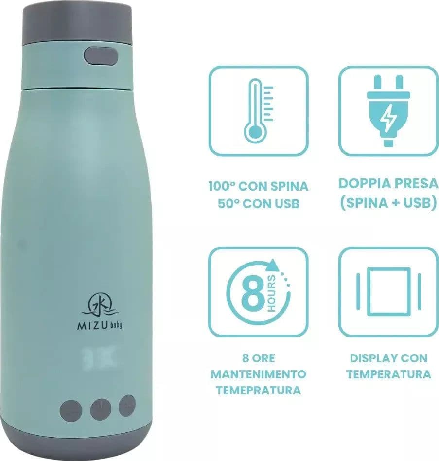 MIZU Yume Evolution Thermos Doppia Alimentazione - elettrico - portatile - display digitale - temperatura precisa - riscaldamento veloce - mantiene 8 ore la temperatura