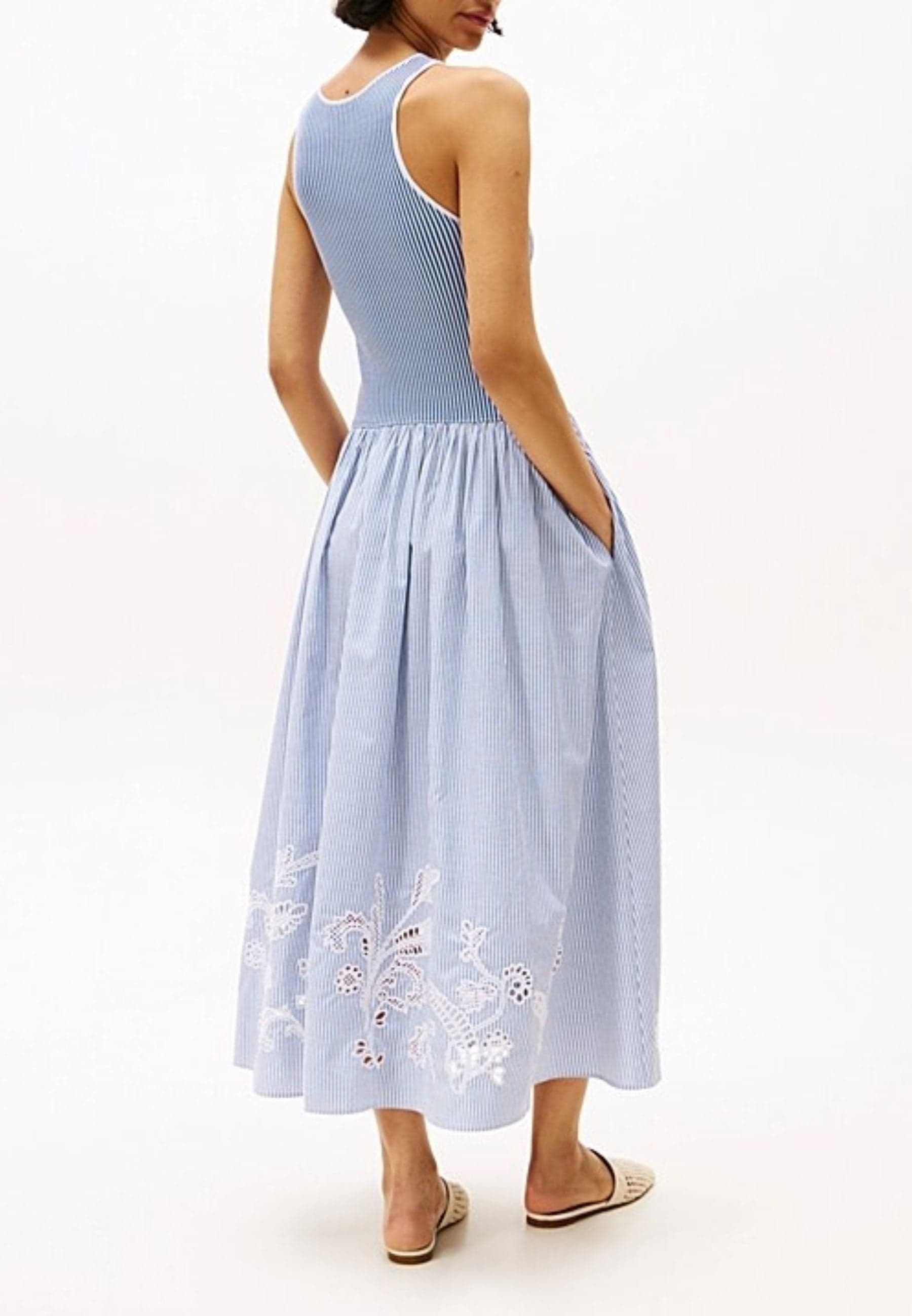 Tommy Hilfiger Abito BRODERIE ANGLAISE N/S LONG DRESS da donna in Casual Drestige - Casamassima, commercioVirtuoso.it