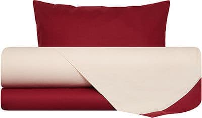 Completo letto lenzuola bicolor in 100% cotone made in Italy NATURALE/BORDEAUX in Set di lenzuola e federe Vanita di raso - Sesto San Giovanni, commercioVirtuoso.it
