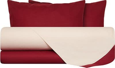 Completo letto lenzuola bicolor in 100% cotone made in Italy NATURALE/BORDEAUX in Set di lenzuola e federe Vanita di raso - Sesto San Giovanni, commercioVirtuoso.it