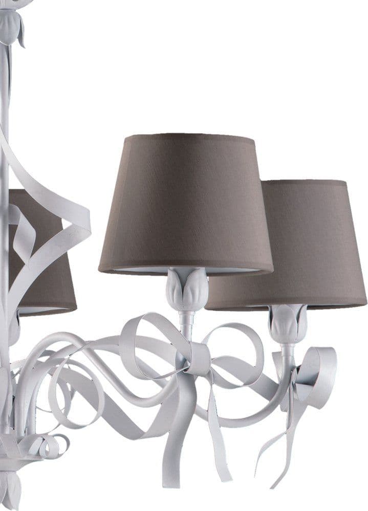 Lampadario Shabby Chic Lucy Bianco 5 Luci Paralume Bianco in Lampade a sospensione LuceArt - Montecorvino Pugliano, commercioVirtuoso.it