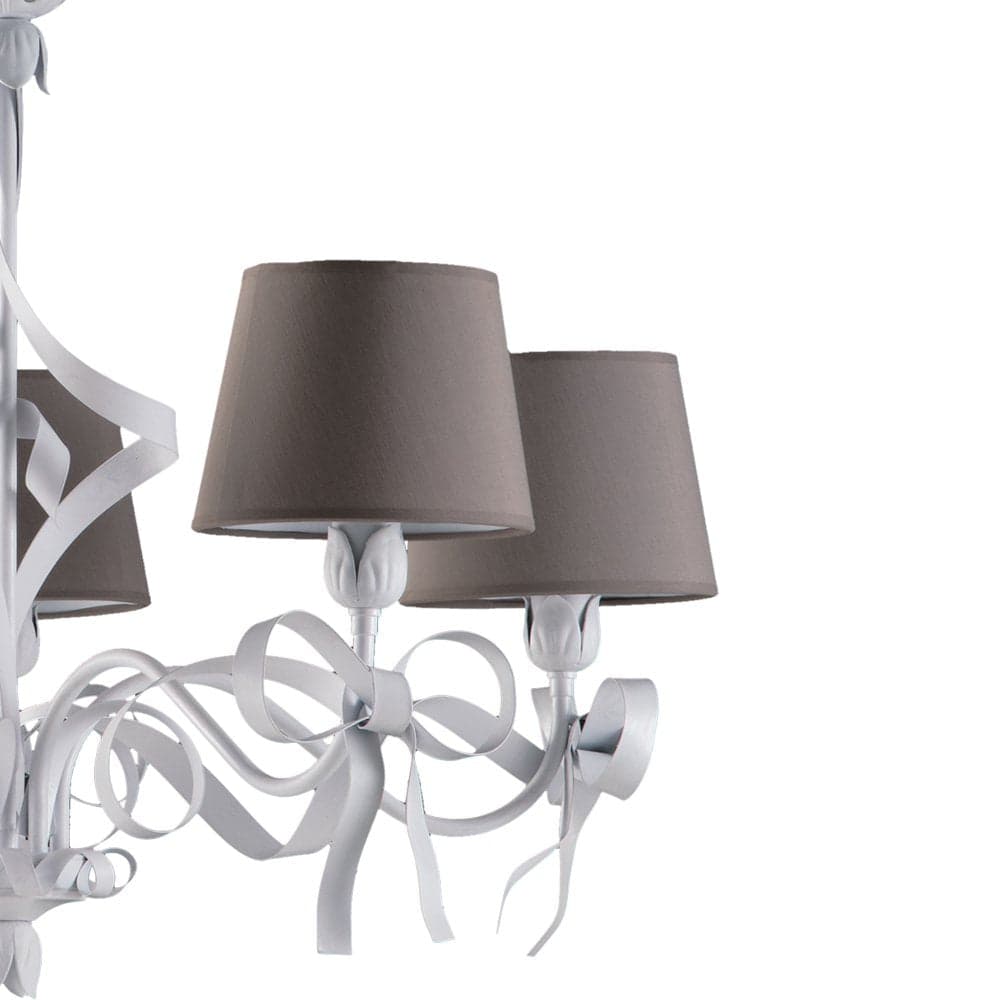 Lampadario Shabby Chic Lucy Bianco 5 Luci Paralume Bianco in Lampade a sospensione LuceArt - Montecorvino Pugliano, commercioVirtuoso.it