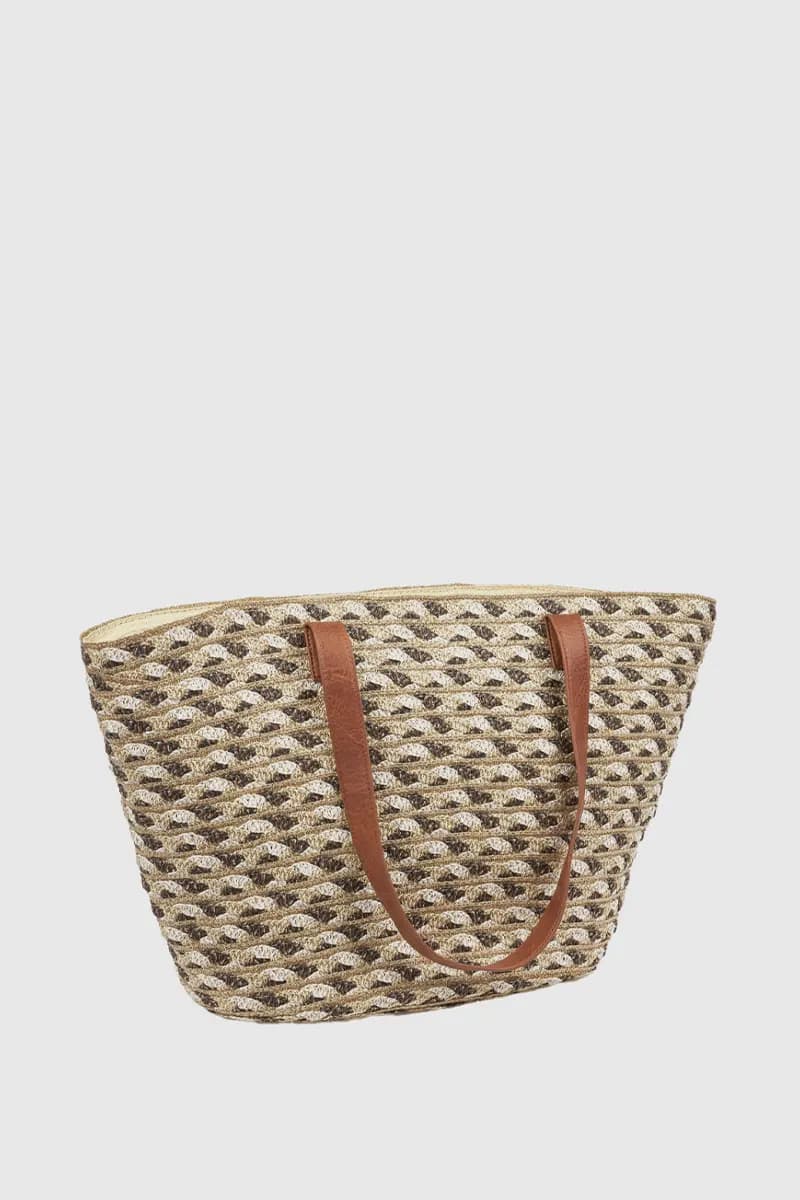 Borsa mare in paglia motivo geometrico | Verde Fashion in prodotto You Store - Messina, commercioVirtuoso.it