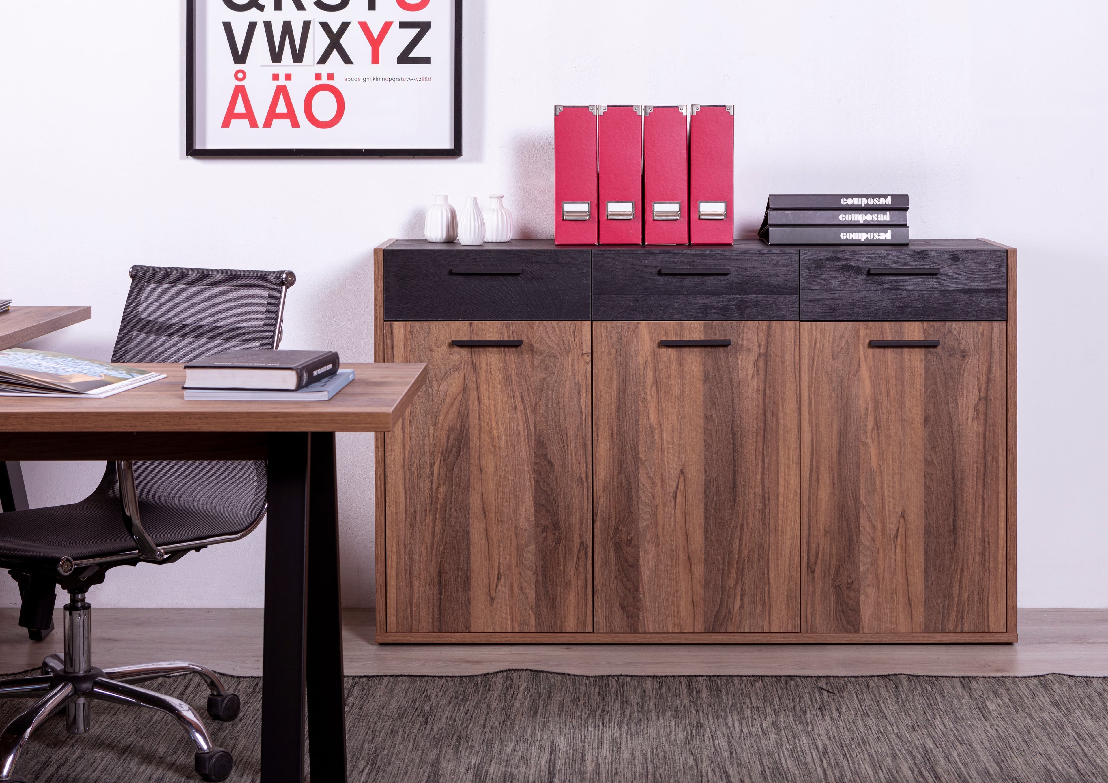 Libreria con ante e cassetti "Da Vinci" in legno da ufficio arredamento per interno h 89 cm Casa e cucina/Arredamento/Studio/Mobiletti e credenze/Librerie Decor Space - Altamura, Commerciovirtuoso.it