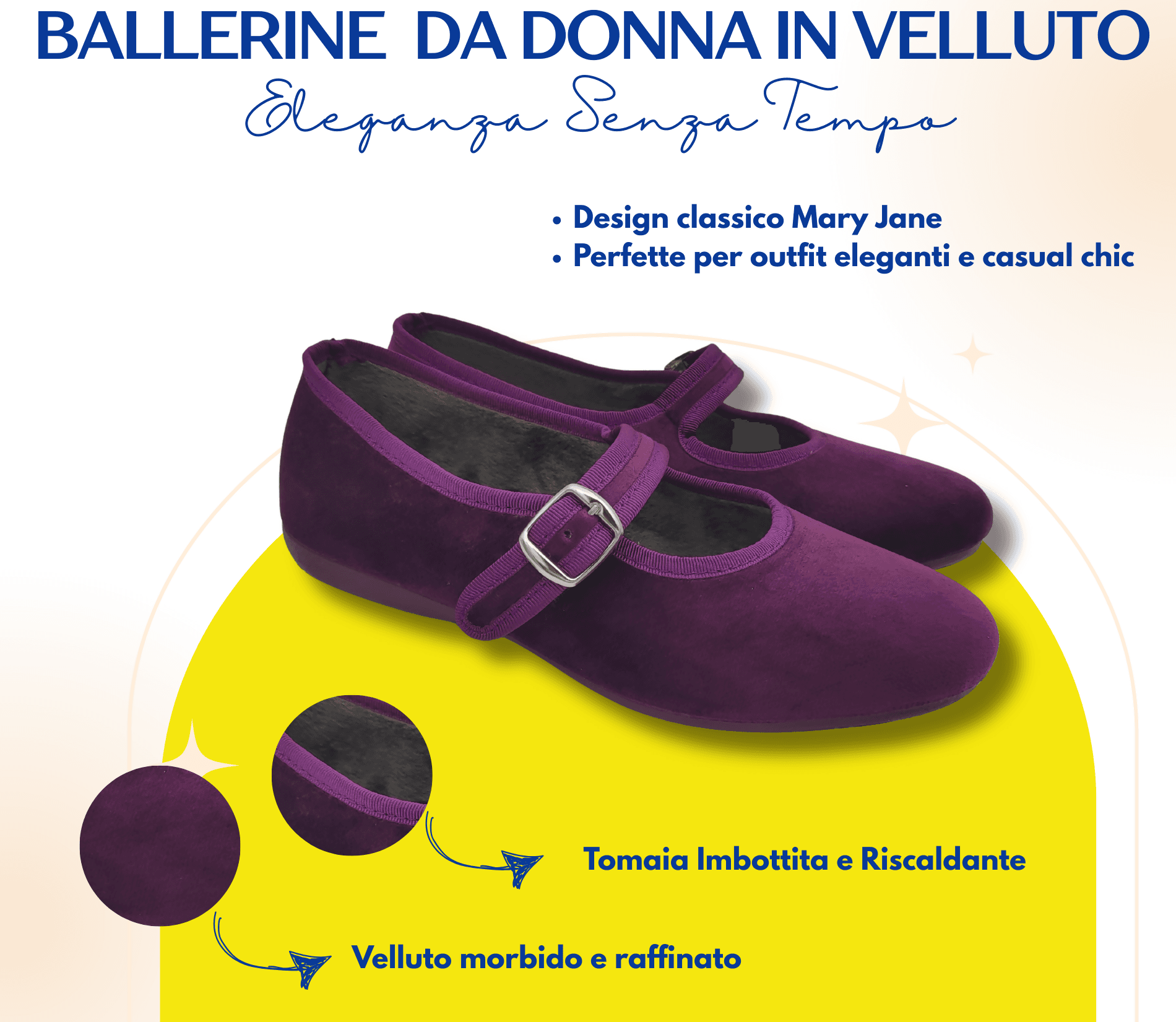 Originali Mary Jane, Ballerine Donna da Casa, Eleganti Friulane con Cinturino, Pantofole Basse in Velluto, Produzione Artigianale in Ballerine Primo Calzature - Venezia, commercioVirtuoso.it