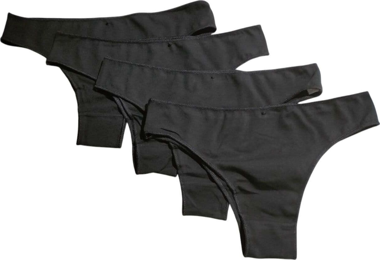 4X Slip donna Brasiliano in cotone con elastico sottile anti-stress confezione 4 paia di colore nero. in Bikini e Slip ADAMO INTIMO e CASA - Bagheria, commercioVirtuoso.it