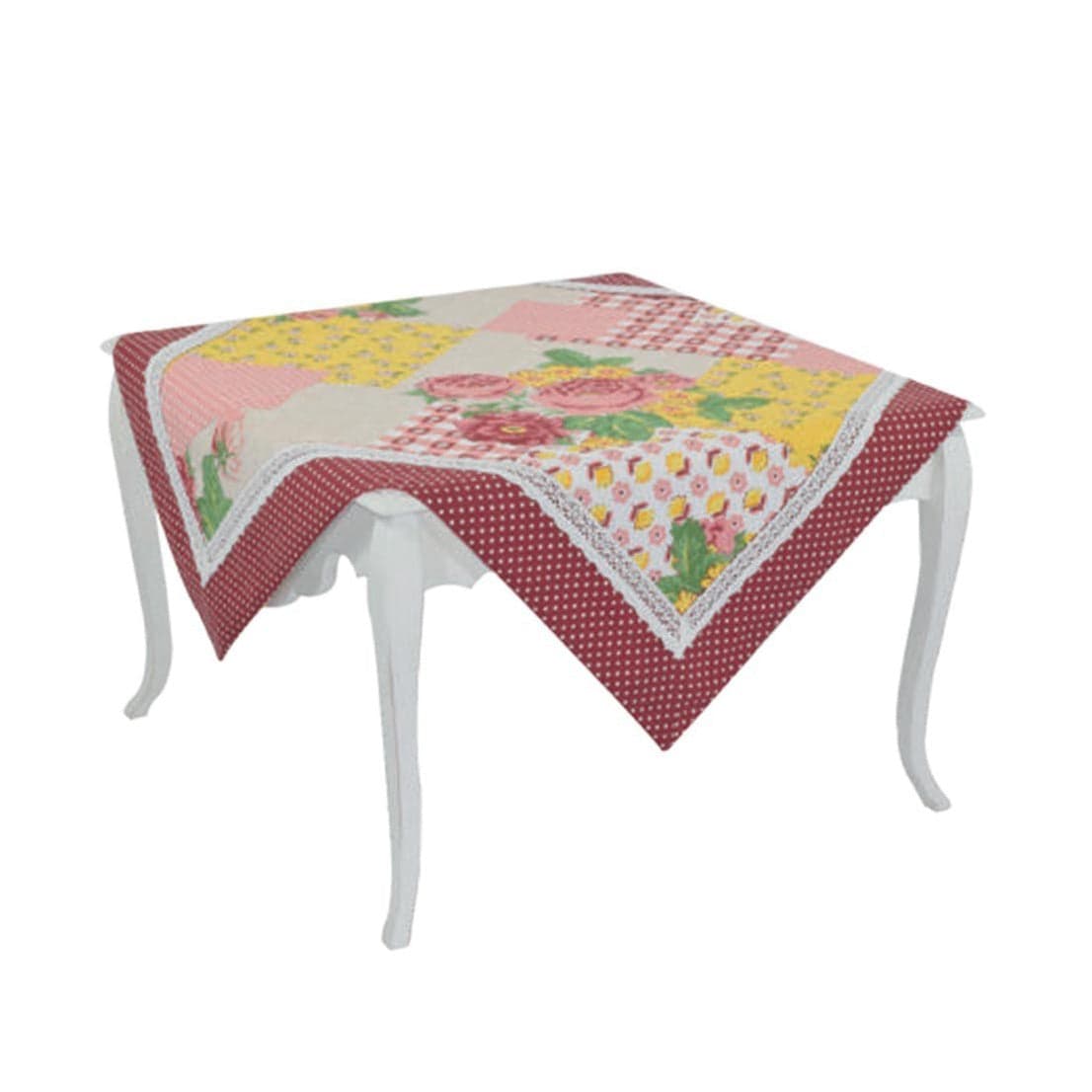 Centrotavola Peonia Preziosa 90x90 in Cotone con Pizzo