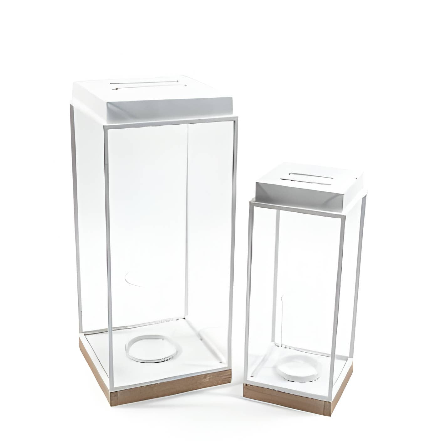 Lanterne decorative in legno e metallo, con bicchiere in vetro incluso, set da 2 pezzi - 7