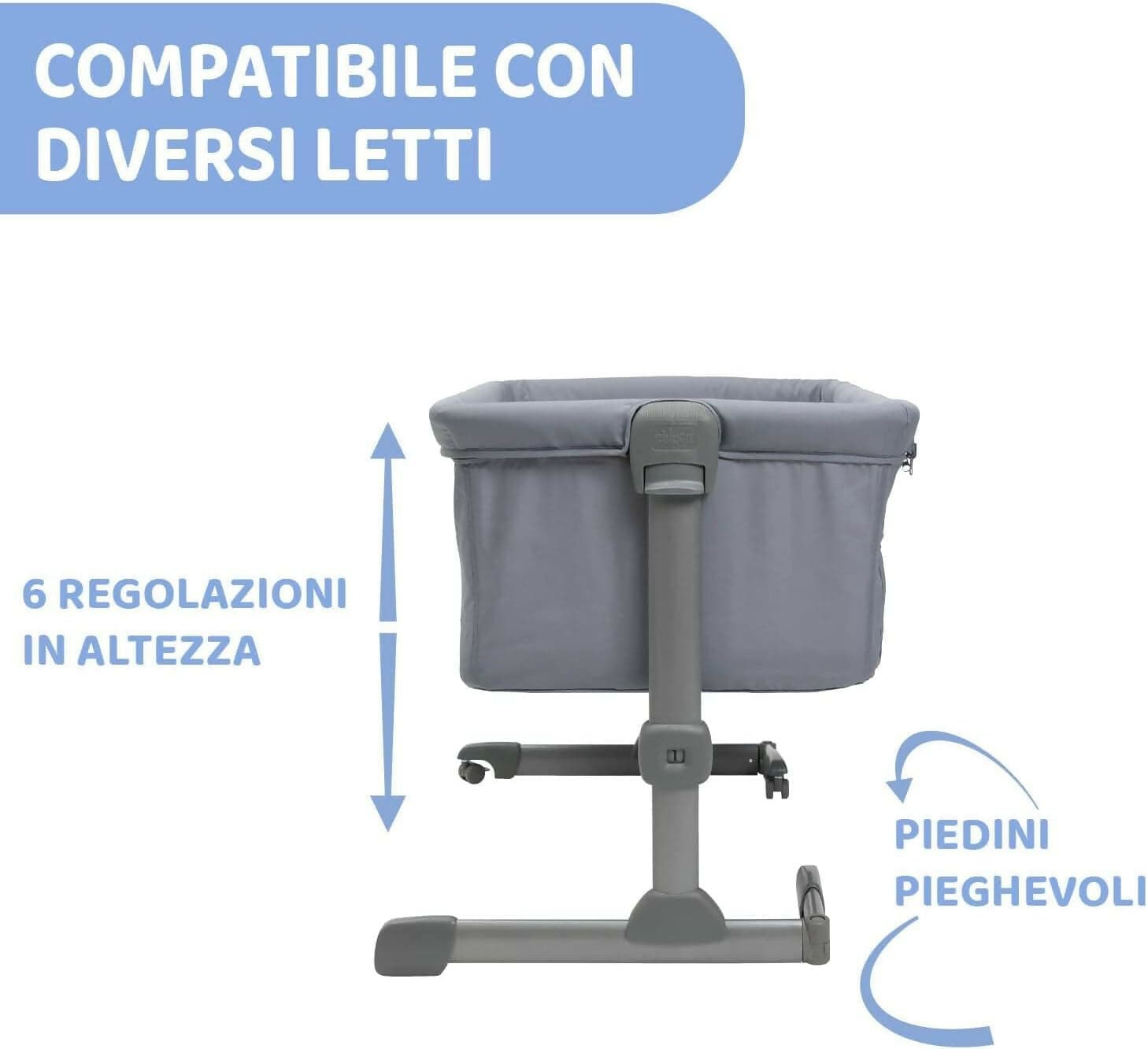 CHICCO Next2Me Essential - Culla Neonato, Compatibile Con Diversi Letti, Altezza Regolabile, Inclinabile, Buona Circolazione Dell'Aria, Materasso E Borsa Inclusi, Vari Colori Disponibili, Stone Re_Lux E Dove Re_Lux in Lettini da affiancare Sanitaria Gioia del Bimbo - Villa San Giovanni, commercioVirtuoso.it