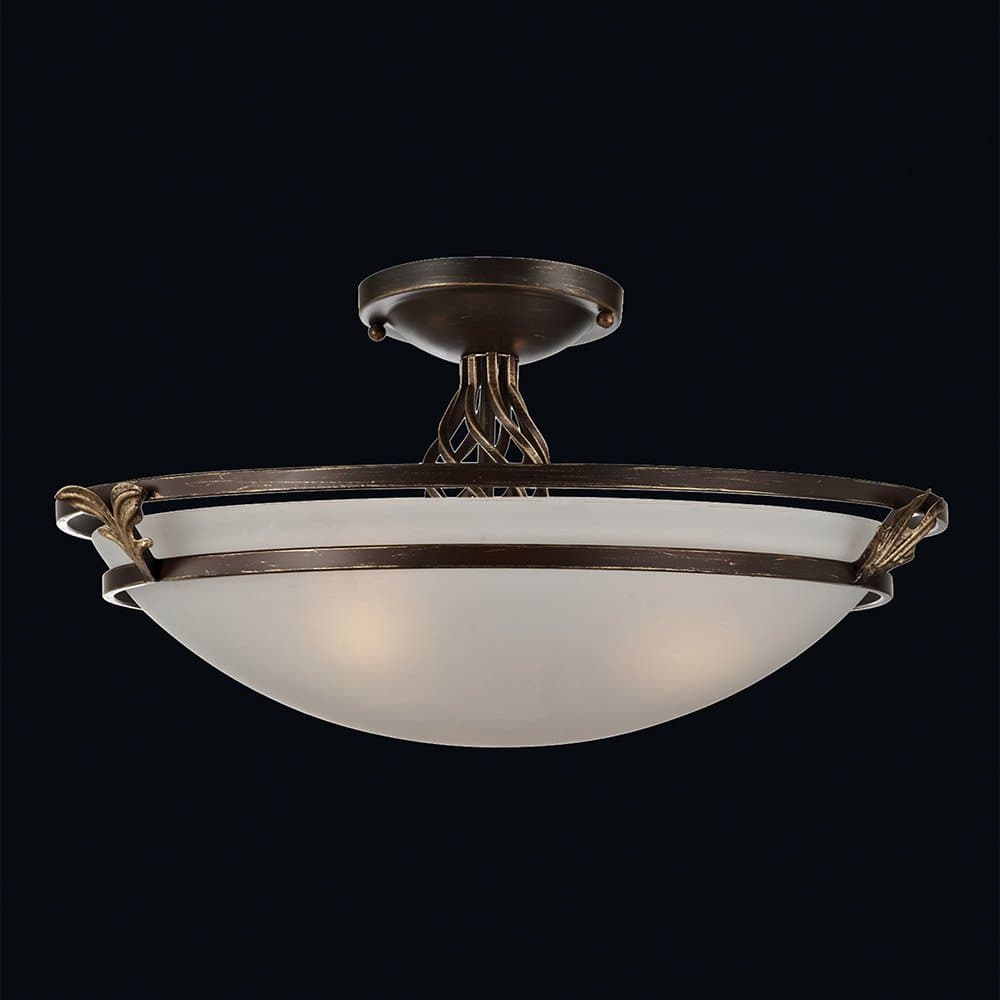 Plafoniera Contemporanea Combinare Metallo Bronzo 3 Luci Diffusore In Vetro in Plafoniere LuceArt - Montecorvino Pugliano, commercioVirtuoso.it