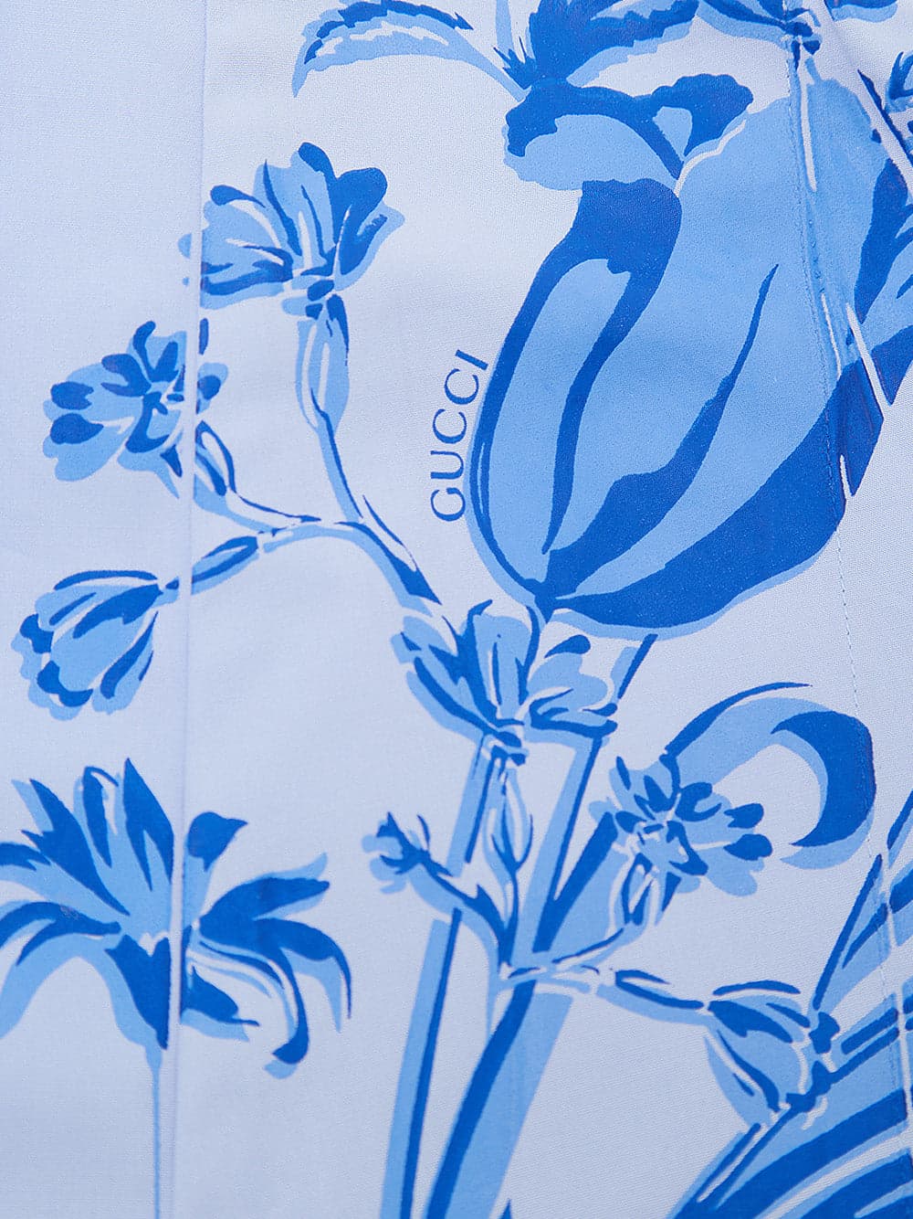 Gucci Camicia Kimono in Popeline di Cotone Azzurra con Stampa Fiori da donna in Copricostumi e parei Drestige - Casamassima, commercioVirtuoso.it