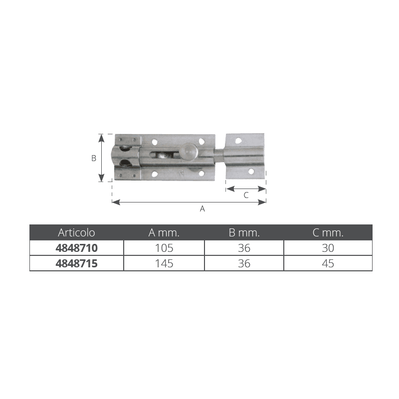 Catenaccio Inox Portal.Mm.105 in Chiavistelli e catenacci Ebricowill - Palermo, commercioVirtuoso.it