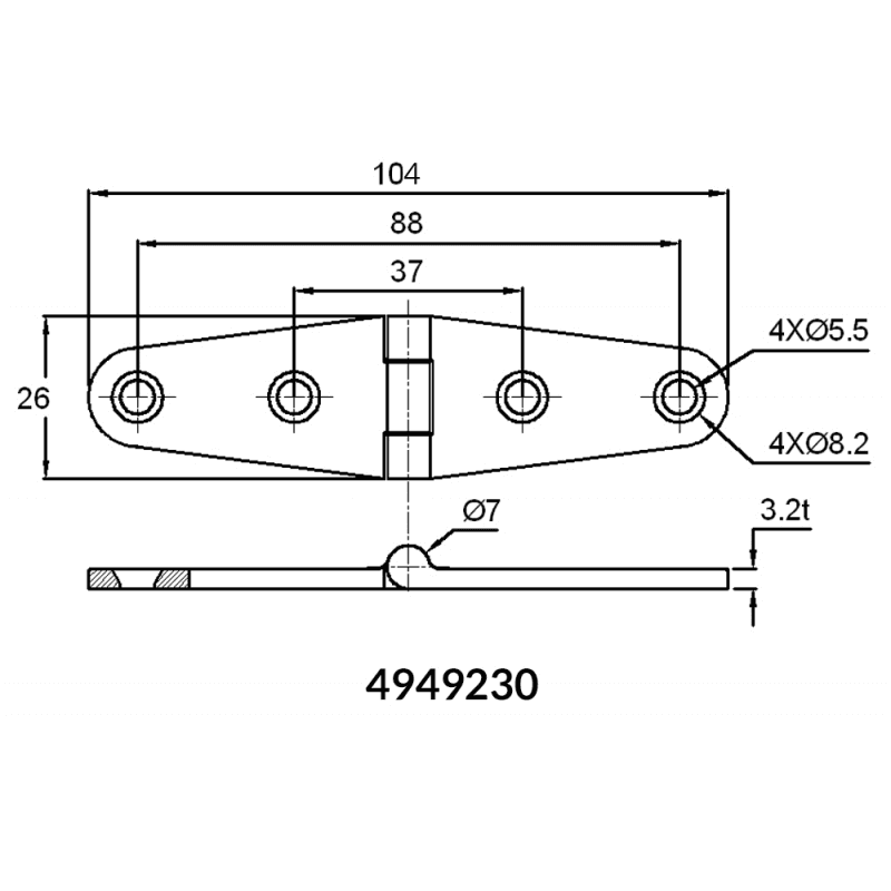 Cerniera Inox Mm.154X36 in Cardini Ebricowill - Palermo, commercioVirtuoso.it