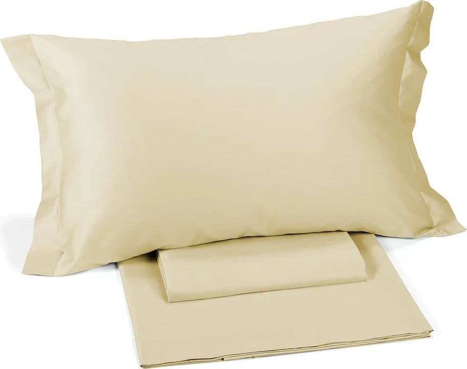 Completo Lenzuola In Raso Di Cotone Class Matrimoniale - Caleffi – crema