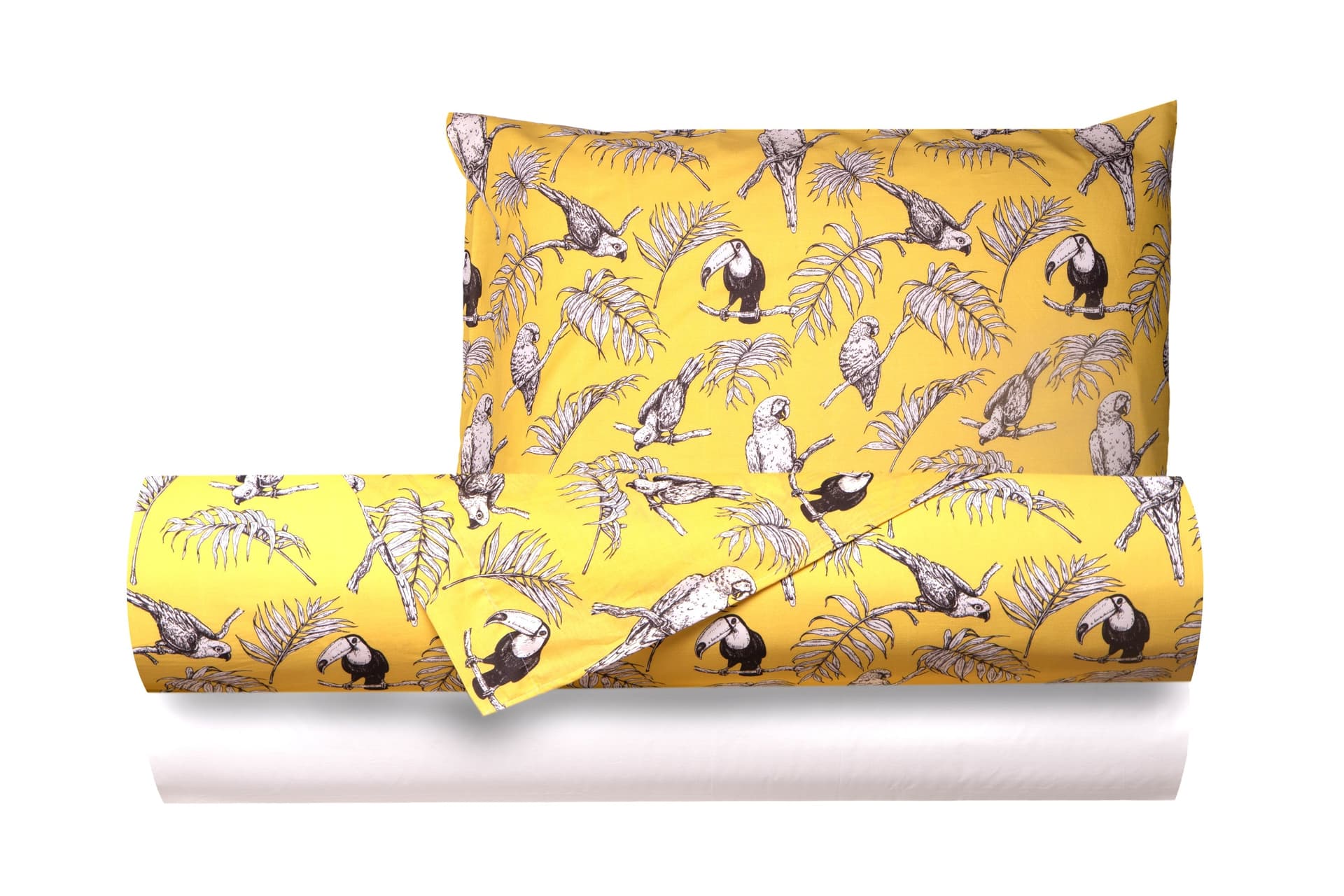 Completo letto lenzuola federe bifaccia double face stampa digitale in cotone made in italy  CUBA GIALLO/BIANO in Set di lenzuola e federe Vanita di raso - Sesto San Giovanni, commercioVirtuoso.it