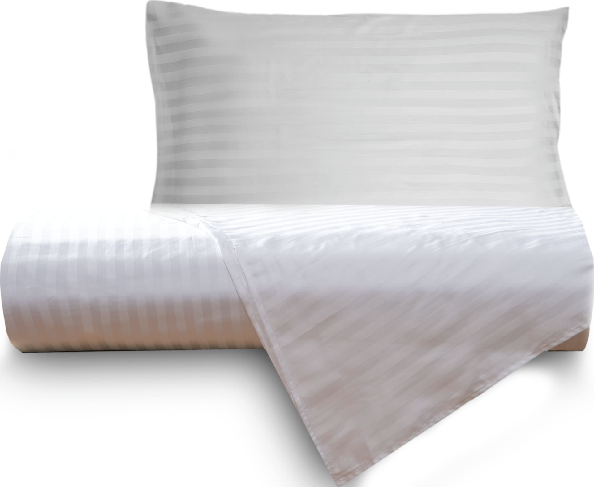 Parure copripiumino in raso spigato rigato BIANCO – SINGOLO – Vanita Di Raso – letto