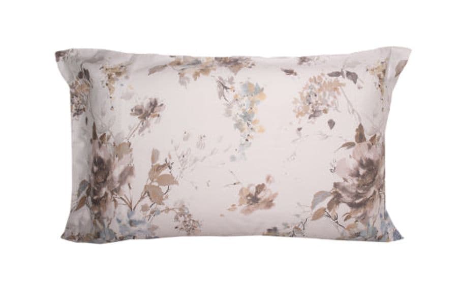 Completo letto lenzuola stampato stampa fantasia in raso di puro di cotone made in Italy MATRIMONIALE FIORI DIPINTI - Vanita di raso