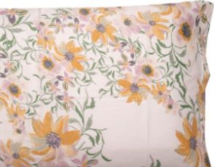 Completo letto lenzuola stampato stampa fantasia in raso di puro di cotone made in Italy MATRIMONIALE MAGNOLIE GIALLE - Vanita di raso