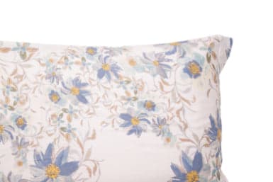 Completo letto lenzuola stampato stampa fantasia in raso di puro di cotone made in Italy MATRIMONIALE MAGNOLIE AZZURRO - Vanita di raso