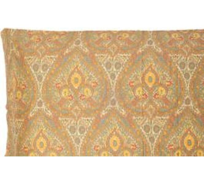 Completo letto lenzuola stampato stampa fantasia in raso di puro di cotone made in Italy MATRIMONIALE CACHEMIRE DORATO - Vanita di raso