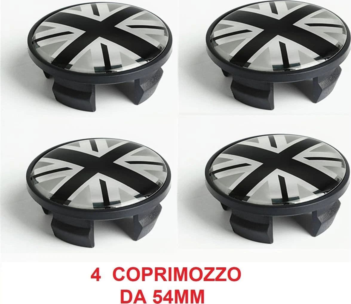 Coprimozzo Compatibile MINI 54mm Bandiera Nera COOPER ONE COUNTRYMAN BANDIERA NERA JACK in Coprimozzi Solgeny - Besate, commercioVirtuoso.it