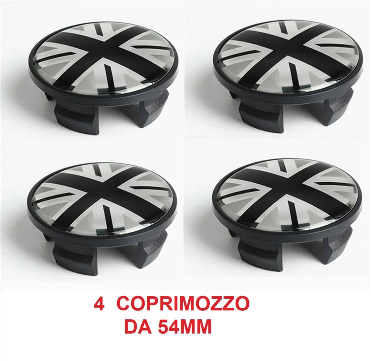 Coprimozzo Compatibile MINI 54mm Bandiera Nera COOPER ONE COUNTRYMAN BANDIERA NERA JACK in Coprimozzi Solgeny - Besate, commercioVirtuoso.it