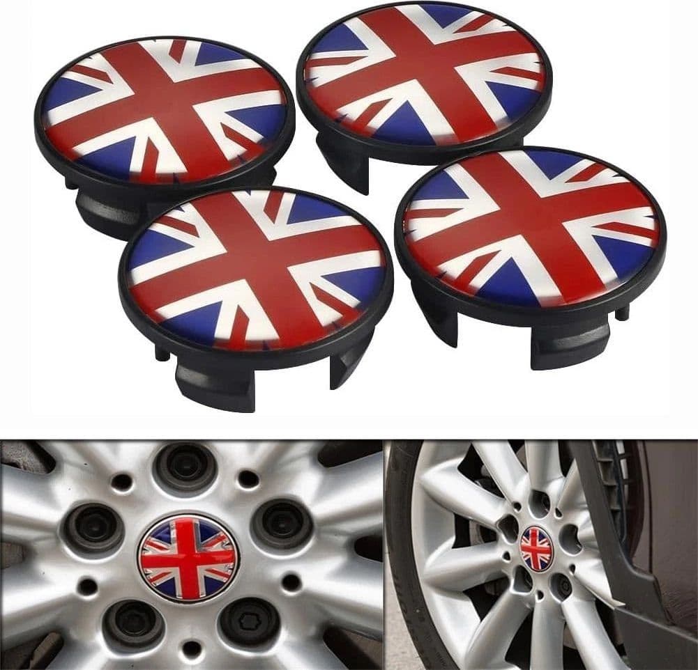 4 Coprimozzo Tappi MINI 54 mm Compatibile Mini COOPER ONE COUNTRYMAN BANDIERA JACK UK ROSSO in Coprimozzi Solgeny - Besate, commercioVirtuoso.it