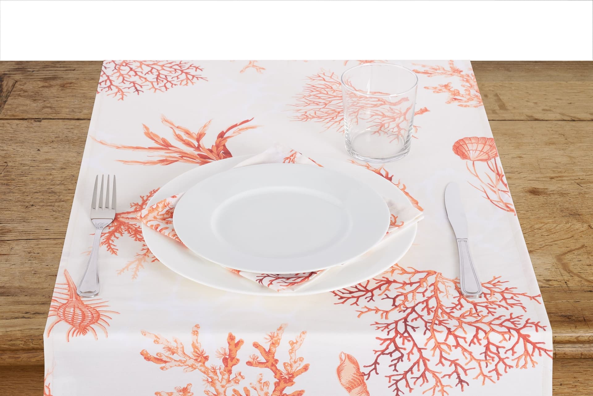 Runner da tavola in 100% cotone stampa digitale made in Italy CORALLI ROSSO