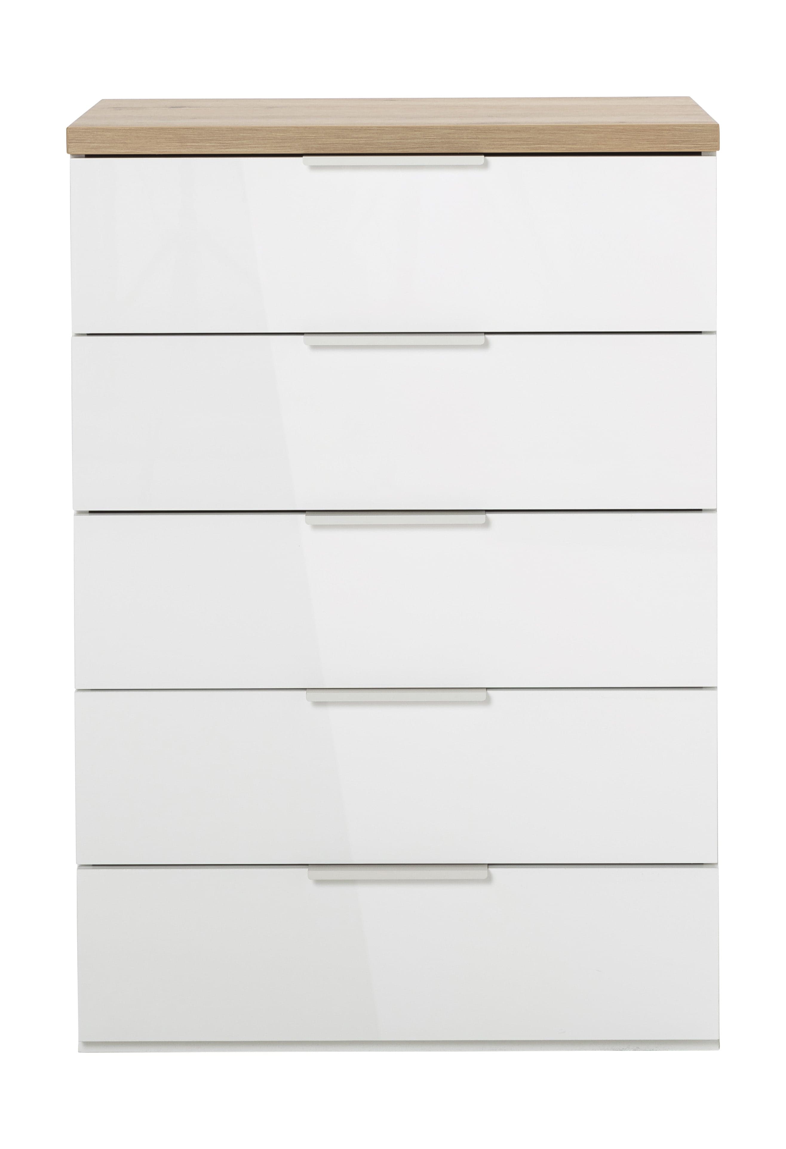 Cassettiera multiuso "Mundi" con 5 cassetti rovere e Bianco h 102 cm in Cassettiere Decor Space - Altamura, commercioVirtuoso.it