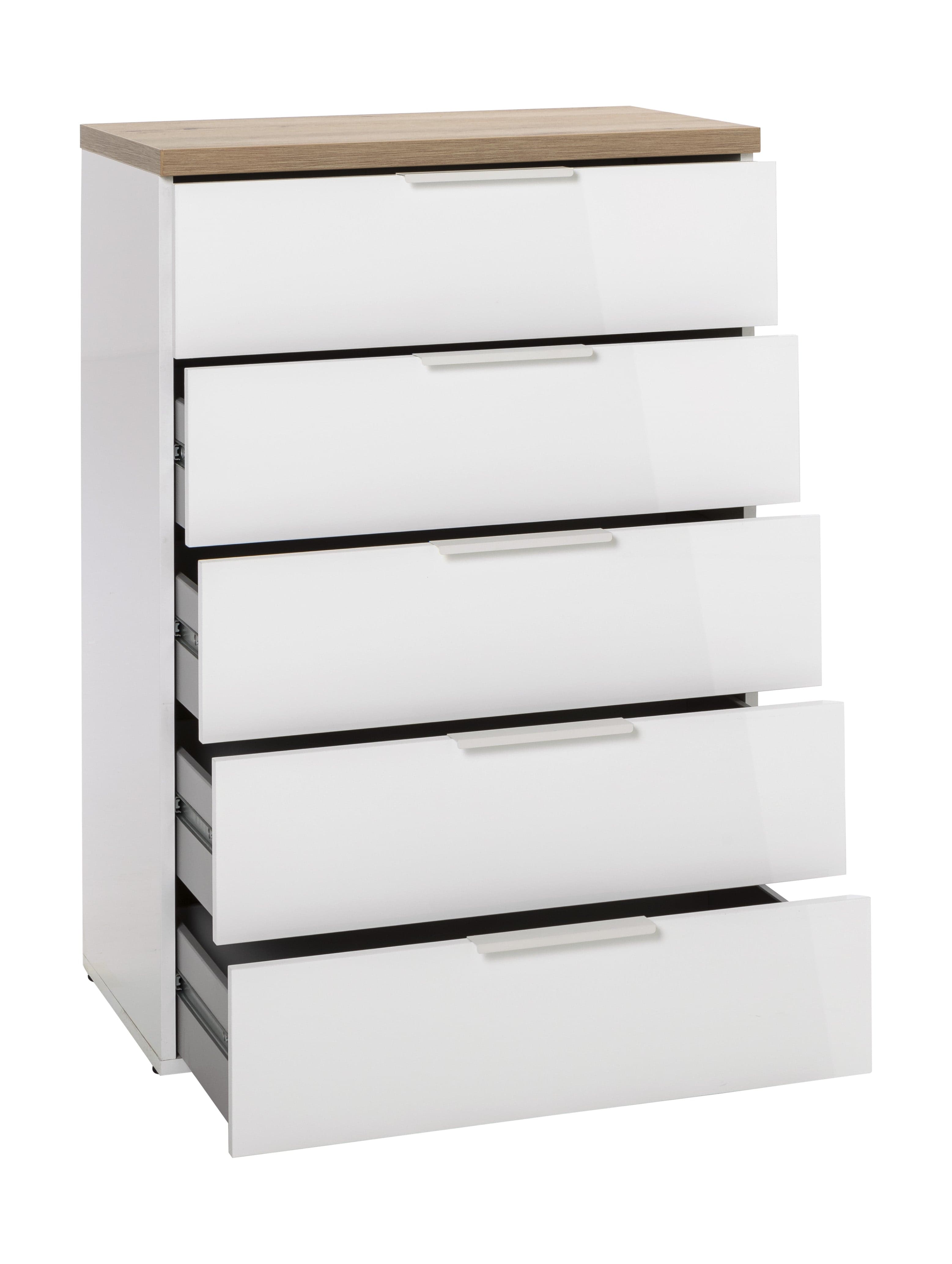 Cassettiera multiuso "Mundi" con 5 cassetti rovere e Bianco h 102 cm in Cassettiere Decor Space - Altamura, commercioVirtuoso.it