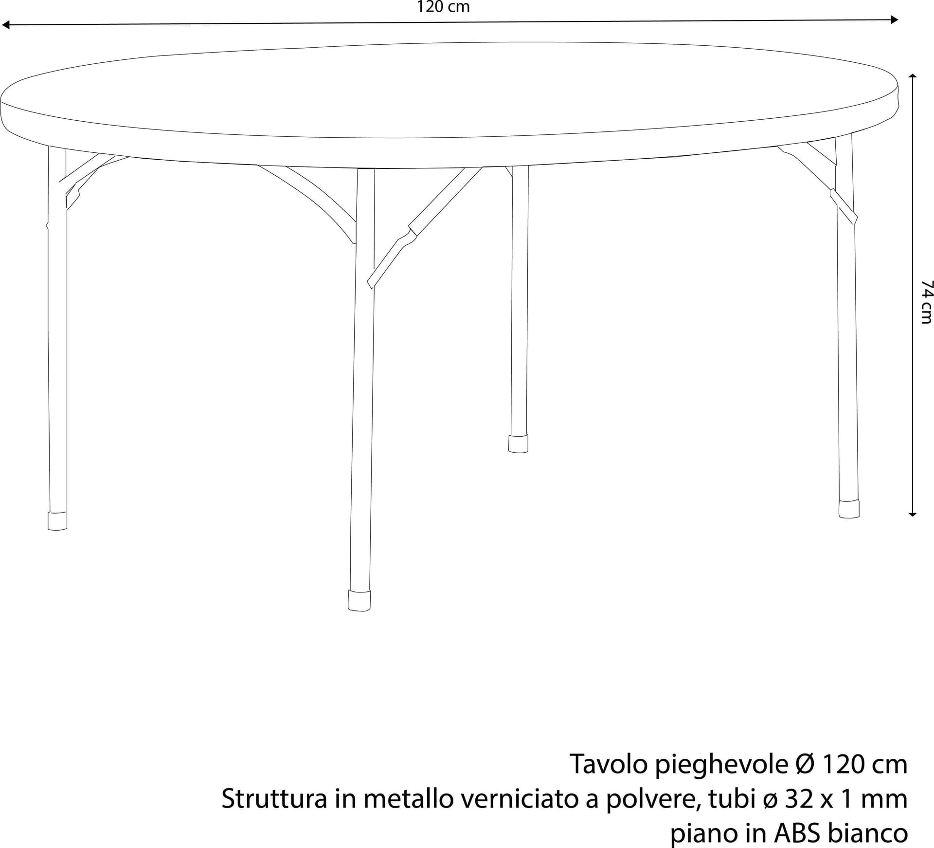 CATE - tavolo catering 120 cm Bianco in Tavoli da sala da pranzo Milani Home - Dueville, commercioVirtuoso.it